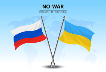 Ukraine VS Russia national flags icon. No war. Abstract Ukraine Russia politics economy relationship conflicts concept.