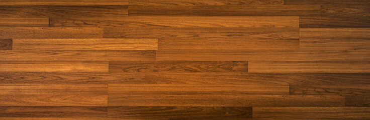 Panorama wooden laminate pattern texture background. Wood floor parquet brown colour hardwood