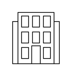 Flat icon with high-rise building line. House exterior. Vector illustration. stock image. 