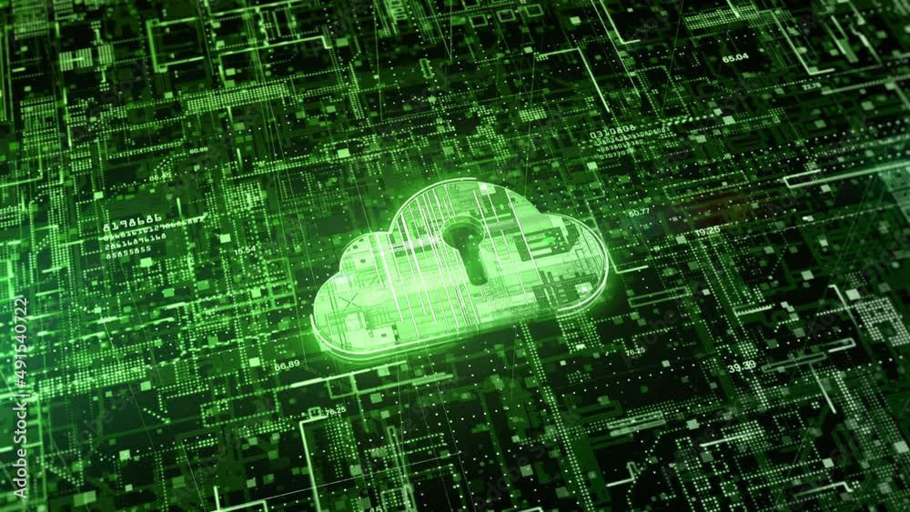Poster cloud computing of cyber security, digital data network protection, global network connection, big d