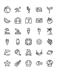 Fototapeta premium Summer Icon Set 240 isolated on white background