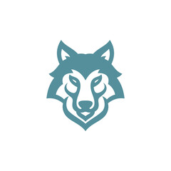 Outline wolf head logo design, wolf husky dog face silhouette vector icon © putra_purwanto