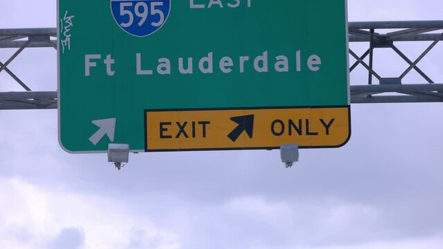 Street sign on the highway of Florida showing Fort Lauderdale - travel photography