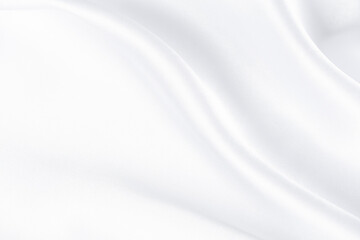 Naklejka na ściany i meble Abstract white silk fabric texture background. Creases of satin