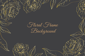 Gold Floral Background Line Art