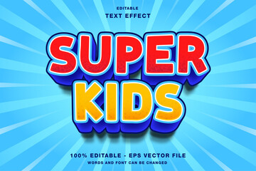 Fototapeta premium Super Kids 3D Cartoon Editable Text Effect