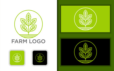 Green Nature Farm concept Logo Design Template
