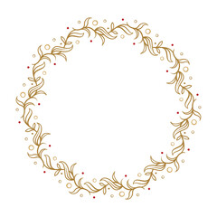 Vector round floral wreath. Elegant graphic frame.