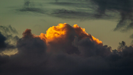 Blue Sky With Orange and White Clouds during sunset