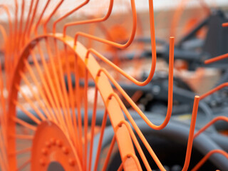 Tedder for collecting hay. Agricultural machine.