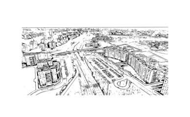 Building view with landmark of Milan is the 
city in Italy. Hand drawn sketch illustration in vector.
