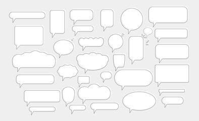 white line speech balloons vector illustration set