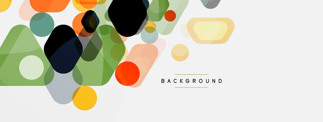 Color bubbles and rounded geometric shapes on white. Vector geometric minimal abstract background for wallpaper, banner, background, landing page