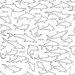 fish drawn vector seamless pattern
