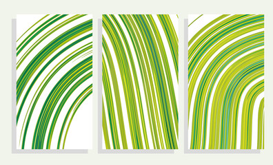 stripes motion green vector background set