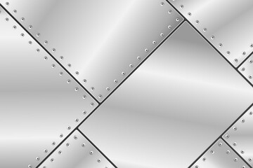 Vector silver metal plate with screws background.