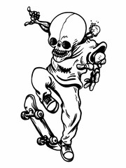 the skeleton doing a kickflip