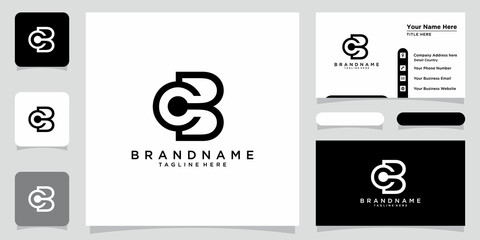 Initial BC or CB Letter Logo Design Vector Template with business card design