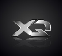 Obraz premium Modern Initial logo 2 letters Silver Metal Chrome simple in Dark Background with Shadow Reflection XQ