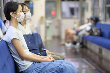 parent and child in the train