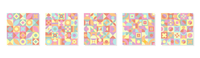 Set of Neo Geo Pattern Design. Vector Graphic of Geometric Shapes. Unique Geometry Shape. Good for blanket, pillow case, bed sheet, banner, flyer, print, brochure, card, presentation, and more
