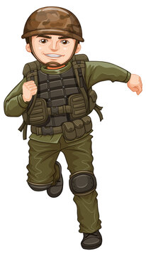 recommend clip art: Man in army uniform on white background