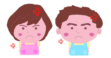 男女　エプロン　保育士　イラスト素材