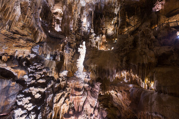 Image of cave Grotte des Demoiselles illuminated inside, France..