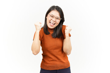 Yes Excited Gesture Of Beautiful Asian Woman Isolated On White Background