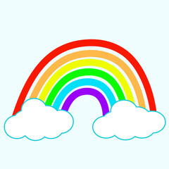 rainbow of 6 colors red, orange, yellow, green, light blue and purple