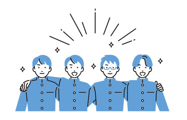 肩を組む中学生の男の子たち