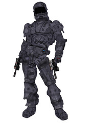 3d illustration of a futuristic male soldier