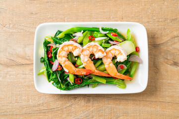 Spicy Chinese Kale Salad with Shrimp