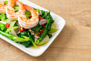 Spicy Chinese Kale Salad with Shrimp