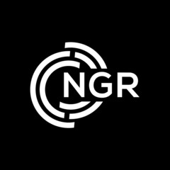 NGR letter logo design on black background. NGR creative initials letter logo concept. NGR letter design.