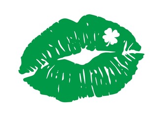 Shamrock Lips kiss svg, St Patrick's Day Vector
