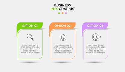 Vector Infographic design business template with icons and 3 options or steps. Can be used for process diagram, presentations, workflow layout, banner, flow chart, info graph