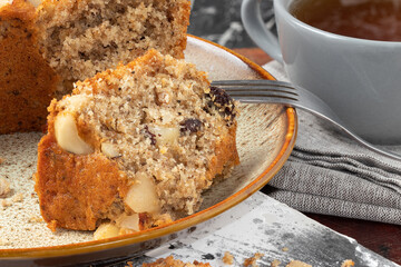 Focus on delicious nuts cake.