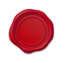 Seal wax 3d. Red Wax candle stamp. Realistic vector render design elements.