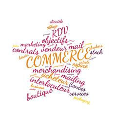 Illustration Commerce en nuage de mots avec un fond transparent