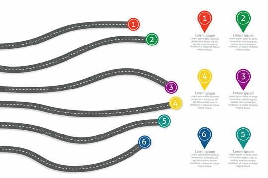 Roadway with pin, Road junction map, infographic element.