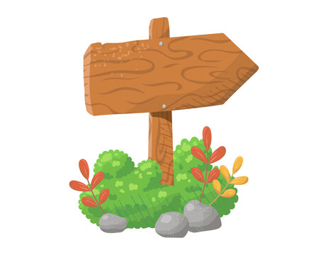 recommend clip art: 木製の案内板のイラスト　レジャーのコンセプトイラスト　白背景にベクターのクリップアート