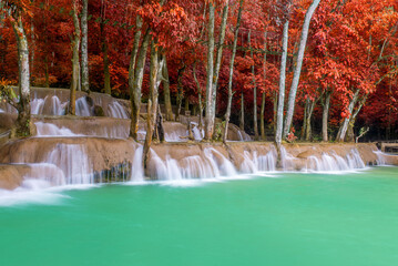 Waterfall in rain forest (Tad Sae Waterfalls at Luang prabang, Laos)