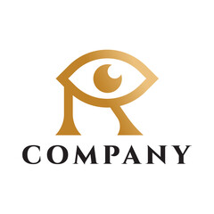 luxury letter R eye logo design