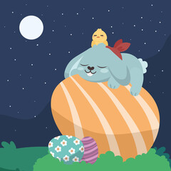 easter rabbit and big egg