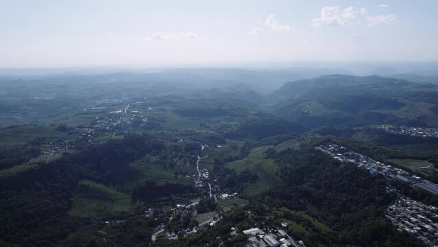 Green mountains and blue sky at Bento Gonçalves valley, Rio Grande do Sul, Brazil.