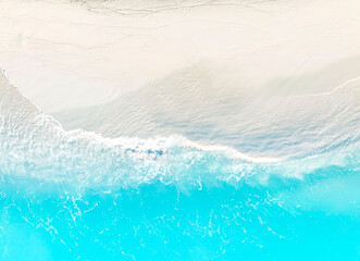  Aerial  view of Turquoise water background from top view. Summer seascape  background