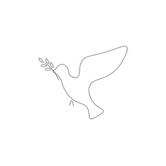 Dove bird line drawing vector illustration