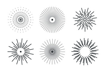 sun geometrical line design vector set