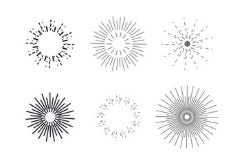 sun geometrical line design vector set